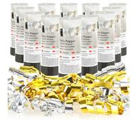 COM-FOUR® 12x Set di sparatutto per feste 11 cm - Cannone per coriandoli - Stelle filanti metalliche lucide per Capodanno, Festa, Compleanno, Matrimonio - Decorazione (12 pezzi - colorati 11 cm)