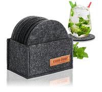 Com-four® 12x Sottobicchieri in Vetro Feltro - Rotondi per Pentole, Bicchieri, Vasi (Ø 10cm - Tondo + Porta Feltro)