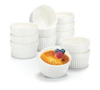 com-four® 12x Stampi per Soufflé - Ciotole in Ceramica per Creme Brulè - Stampi a Prova di Forno per Dolci e Pasticceria, Ragù - 200 ml - Bianco
