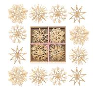 COM-FOUR® 12x Stelle di Paglia in un Set Mix - Decorazioni per l'Albero di Natale - Ciondoli di Paglia per l'Albero di Natale - Impiccagioni Naturali per l'Albero di Natale - Ø 11 cm