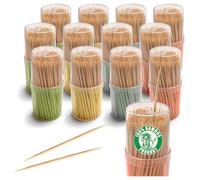 COM-FOUR® 1440 stuzzicadenti in legno di bambù 6 cm, bastoncini per cura orale, snack, finger food e cocktail, stecchini a doppia punta (1440 pezzi - Set 10)