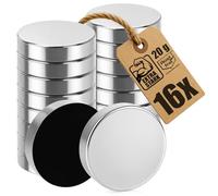 COM-FOUR® 16 calamite da frigo, potenti magneti in acciaio inossidabile con cuscinetti in feltro, magneti rotondi piatti per frigoriferi, lavagne bianche (16 pezzi)