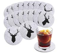 COM-FOUR® 16 sottobicchieri in feltro - protezioni per tavolo in robusto feltro - base per tazze, bicchieri - sottobicchieri lavabili con motivo cervo, diametro 10 cm (Ø 10 cm - cervo)