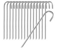 com-four® 16x Ancoraggio a Terra XL in Acciaio Massiccio, Forma a J 38 cm | Ø 1 cm - ancoraggi a terra zincati per tende - gazebo - castelli gonfiabili - trampolini - stabili e antiruggine