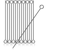 com-four® 16x spiedini in acciaio inox 32 cm, spiedini da grill neri per carne, verdure e frutti di mare (32 cm - 16 pezzi)