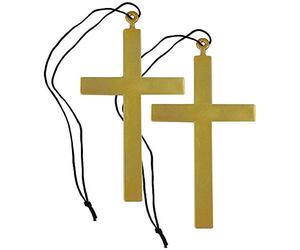 com-four® 2 collari con grandi croci da prete per vestirsi a Mardi Gras o Halloween (oro/nero)
