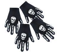 com-four® 2 paia di guanti da scheletro lavorati a maglia - accessori per costumi con motivo a ossa e teschio per Halloween, Día de Muertos, cosplay - mani fantasma per bambini (2 paia - bambini 02)
