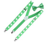 com-four® 2 pezzi Set da per il giorno di San Patrizio | bretelle e papillon in look Leprechaun - accessori per costumi - costume per feste a tema