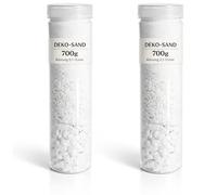 com-four® 2 sabbie Decorative Bianche da 700 g - granuli 0,1-15 mm - Sabbia Colorata per Lanterne, vasi in Vetro e Decorazioni da Tavolo