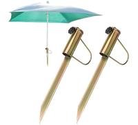 com-four® 2 Supporti per ombrellone in Acciaio - Attacco a Terra per Il Giardino - picchetto per ombrelloni - Diametro del palo di Circa 30-42 mm (Colore Oro - 2 Pezzi)