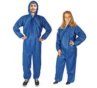 com-four® 2 tute protettive con cappuccio e cerniera - tuta da imbianchino a tre strati taglia unica - altezza da 160 a 200 cm - indumenti protettivi (2 pezzi - blu)