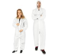 com-four® 2 tute protettive con cappuccio e cerniera - tuta da imbianchino monostrato taglia unica - altezza da 160 a 200 cm - indumenti protettivi (2 pezzi - bianco)