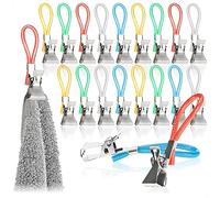 com-four® 20 Clip Porta Asciugamani in plastica e Metallo Cromato - Clip Colorate per Asciugamani, salviette, spugne da Bagno - Clip Appendiabiti per presine e Strofinacci (20 Pezzi)