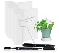 com-four® 200x Etichette per Piante con 2X pennarelli a Doppia Punta - Etichette a innesto 10 cm per stanze, balconi, Giardini - Tappi per Piante per etichettatura - Tappi di Coltivazione per aiuole