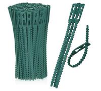 COM-FOUR® 200x Lega piante in plastica verde - stabilizza piante - nastro per legare alberi - attaccatura per piante - clip per piante, 14 cm