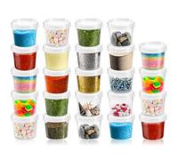 COM-FOUR® 24x Contenitori con coperchio - Vasetti di plastica con coperchio - set contenitori trasparenti multiuso - 35 ml (24 pezzi)