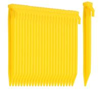 COM-FOUR® 24x picchetti per tenda in plastica - ancoraggi a terra per campeggio, giardino, spiaggia - picchetti con foro per estrattore pioli - ancoraggi a terra gialli - 22 cm