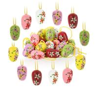 COM-FOUR® 24x Uova di Pasqua da appendere - Decorazioni pasquali in legno in fantastici colori - Uova di Pasqua decorative (Vivo / 1,9 cm)