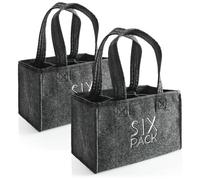 com-four® 2x Borsa per Bottiglia - Portabevande in Feltro per 6 Bottiglie - Borsa in Feltro Pieghevole con Manici per Bevande - Portabottiglie da 6 Pezzi per Bottiglie (2 pezzi - CONFEZIONE DA SEI)