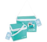 COM-FOUR® 2x borsa termica 4 L / 10 L - borsa termica pieghevole - borsa termica leggera per campeggio e attività all'aperto con tracolla e maniglia per il trasporto (2 pezzi - turchese)