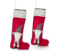 com-four® 2X Calza di Natale Premium XXL, Stivale Rosso di Babbo Natale