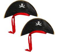 com-four® 2x Cappelli da pirata per bambini con velo rosso integrato per feste a tema o altre celebrazioni
