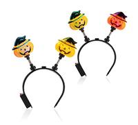 com-four® 2x Cerchietti per Halloween con zucche e luci LED - Cerchietti testa come accessorio di costume per feste a tema, Carnevale o Halloween (02 pezzi - zucca)