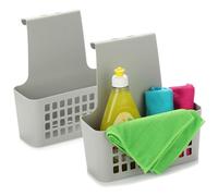 com-four® 2X Cestino sospeso in plastica, Organizer Resistente per Cucina, Bagno e Armadio, scaffale Leggero da Appendere alle Porte (Cestino sospeso, 2 Pezzi, Grigio)