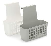 com-four® 2x Cesto sospeso, robusta scatola portaoggetti in plastica, organizzatore per cucina, bagno e guardaroba (Cesto sospeso 2 pezzi grigio/bianco)