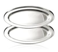 com-four® 2x Ciotola ovale - piatti da portata in metallo per la cucina, l'ufficio e come decorazione - ciotola decorativa per alimenti (2 volte 35-21 cm)