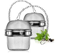 COM-FOUR® 2x colino da tè in acciaio inossidabile 304 antiruggine - uovo da tè Ø 6,5 cm per tè sfuso, spezie ed erbe aromatiche - filtro da tè a maglia fine con catena - colino per spezie