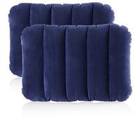 com-four® 2x cuscino gonfiabile - comodo cuscino da viaggio per auto, treni e autobus - cuscino d'aria in formato tascabile (43x28x9cm - blu)