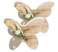 com-four® 2X Decorazioni in Legno a Forma di Farfalla - Ornamenti Primaverili per Pasqua e Estate - Leggere Figure in Legno da appoggio - Decorazione stagionale (2 Pezzi - Farfalla in Legno)