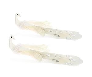 COM-FOUR® 2x decorazioni per l'albero di Natale uccello decorativo - pavone con paillettes per la decorazione dell'albero di Natale - uccelli in plastica con clip per Natale