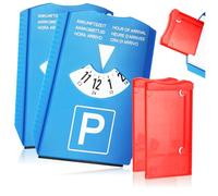 com-four® 2X Disco di parcheggio con Raschietto per Il Ghiaccio, Labbro in Gomma e Scomparto di Emergenza per segnalazioni di incidenti (2 Pezzi - Disco con vano di Emergenza)