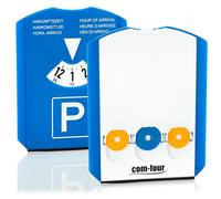 com-four® 2X Disco orario con Raschietto per Ghiaccio, Labbro in Gomma e Chip per Carrello della Spesa - parchimetro in plastica (02 Pezzi - Disco di parcheggio con Chip)