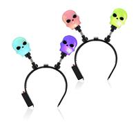 COM-FOUR® 2x fascia per capelli di Halloween con teschio/teschio con luce | fascia per capelli come accessorio di costume per feste a tema - carnevale o compleanno