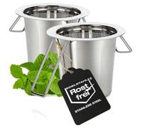 com-four® 2x filtro tè in acciaio inox, setaccio a maglia fine per tè | infusore riutilizzabile con manico per amanti del tè