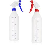 com-four® 2x Flacone spray - spruzzatore a pompa a 360 gradi resistente agli agenti chimici - filettatura 28/400 per acidi diluiti, oli minerali (bianco/blu + bianco/rosso)