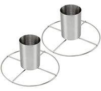 COM-FOUR® 2x Girarrosto di pollo in acciaio inox - grigliatore di pollo con contenitore di aroma - girarrosto per cucinare polli interi nel forno e sulla griglia (02 pezzi - con contenitore di aroma)