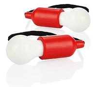 COM-FOUR® 2x Lampada LED a sospensione con interruttore da tirare, lampada a sospensione senza fili, lampadina a batteria per campeggio (02 pezzi - cordoncino - rosso)