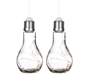 com-four® 2x lampadina deco con catena a LED per appendere e posare - lampada da tavolo a batteria per un ambiente piacevole - wireless (02 pezzi - lampadina)