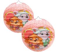 com-four® 2X Lanterna a Palloncino - Lanterna di Carta per Bambini - Lanterna di San Martino - Lanterna di Carta per Halloween e sfilata di luci - Lanterna Pieghevole (2 Pezzi - Ø 25 cm Rosa Cane)