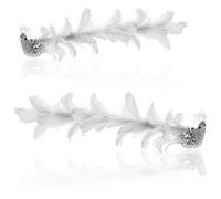 com-four® 2X Pavone su Clip - Pavone Scintillante con Lunghe Piume di Coda Bianche - Gioielli Decorativi per la casa - Decorazione della Stanza con Glitter e Piccole Paillettes