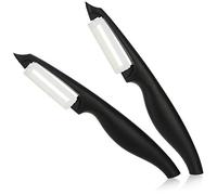 COM-FOUR® 2x Pelatrice in ceramica per frutta e verdura - pela patate universale extra affilata - pelatrice con lama a pendolo