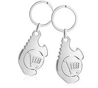 COM-FOUR® 2x portachiavi multifunzione - portachiavi con portachiavi, apribottiglie, chip per carrello della spesa, apriporta e pulsantiera (2 pezzi - multiutensile)