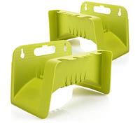com-four® 2X Portagomma - portagomma per Giardino, Cantina e tettoia - Supporto a Parete per Tubo da Giardino (2 Pezzi - Verde)