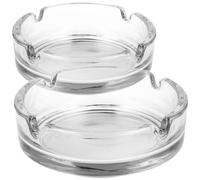 com-four® 2x Posacenere in Vetro - Modello da Tavolo - Portasigarette per Casa e Ristorazione - Vetro Resistente 5 mm (02 pezzi - trasparente)