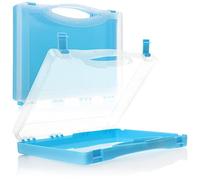 COM-FOUR® 2x Scatola multiuso con manico - valigetta richiudibile in plastica 25x16x3,5 cm - organizer per utensili, minuteria, esche, fai-da-te e tasselli (Azzurro - 2x)