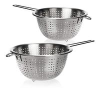 COM-FOUR® 2x Setaccio da cucina in acciaio inox, setaccio pasta classico | scolapasta rotondo per lavare frutta - verdura e insalate
